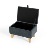 Linen Upholstered Storage Ottoman Footstool
