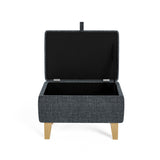 Linen Upholstered Storage Ottoman Footstool