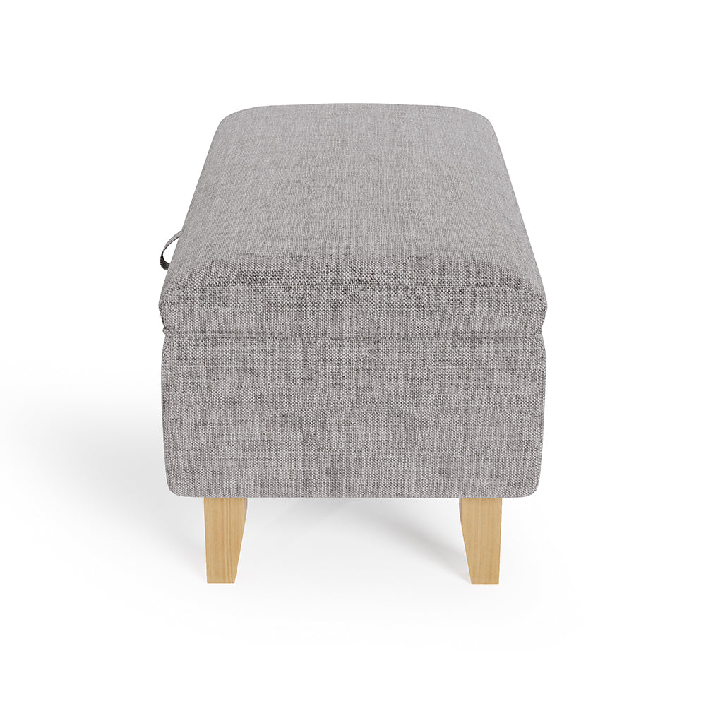 Linen Upholstered Storage Ottoman Footstool