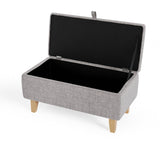 Linen Upholstered Storage Ottoman Footstool