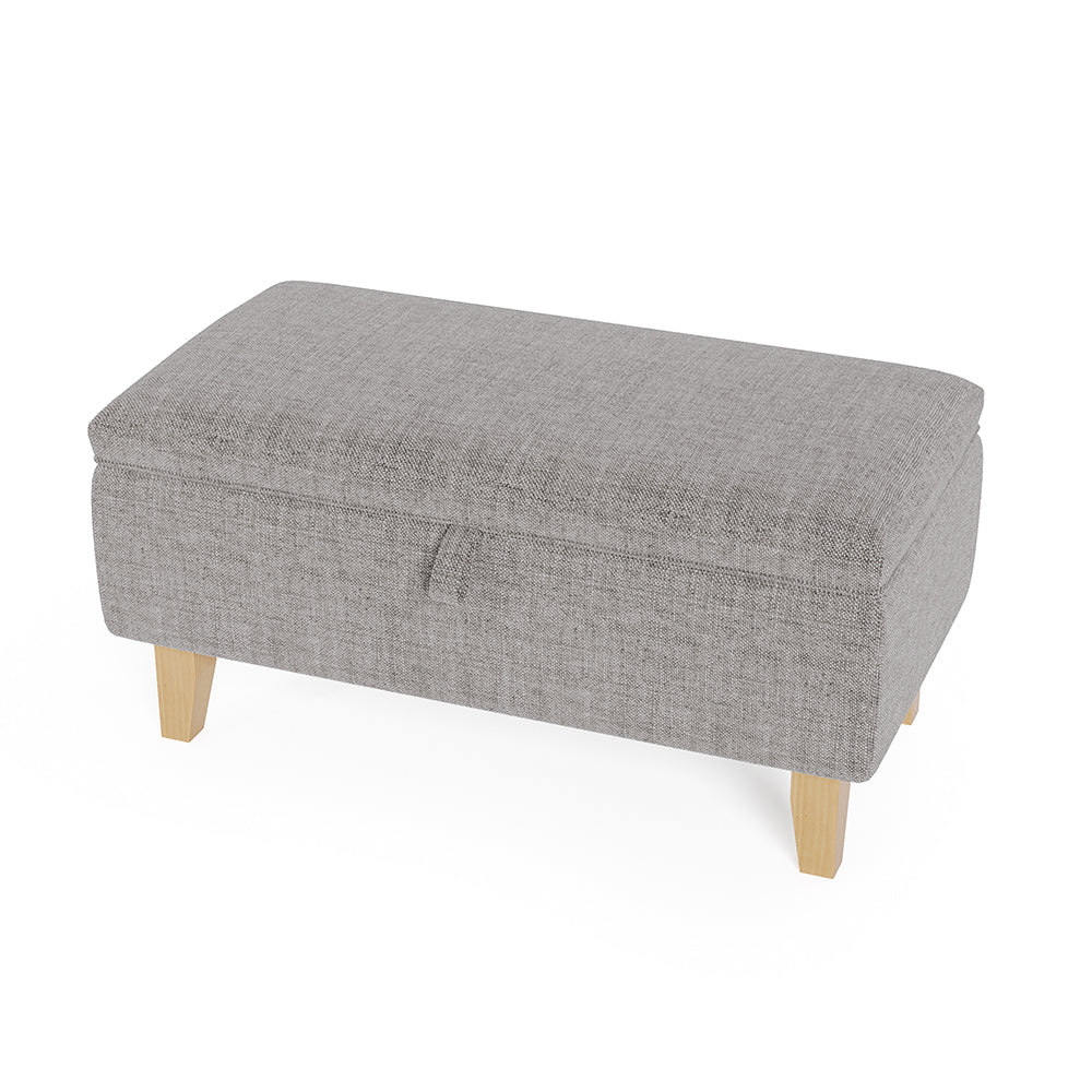 Linen Upholstered Storage Ottoman Footstool