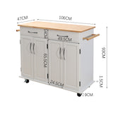 3ft Large Wooden Catering Trolley Cart with Drawer – Kitchen Storage Cabinet