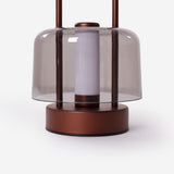 portable lantern-style ambient table lamp with a warm diffused glow