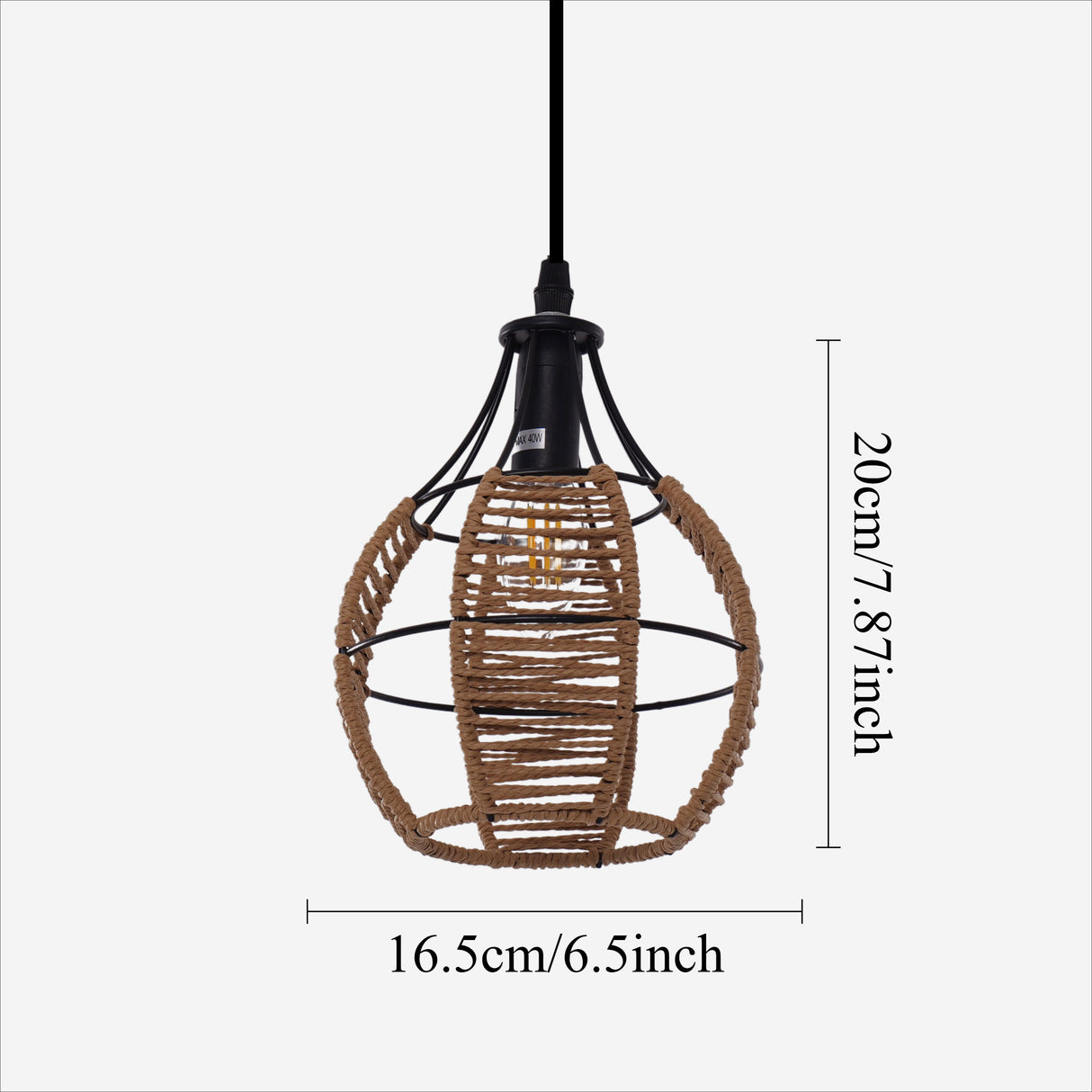 Rustic Iron Woven Rattan Pendant Light for Dining Room, Reading Corner & Bedroom
