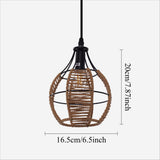 Rustic Iron Woven Rattan Pendant Light for Dining Room, Reading Corner & Bedroom