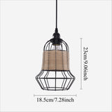 Rustic Iron Woven Rattan Pendant Light for Dining Room, Reading Corner & Bedroom