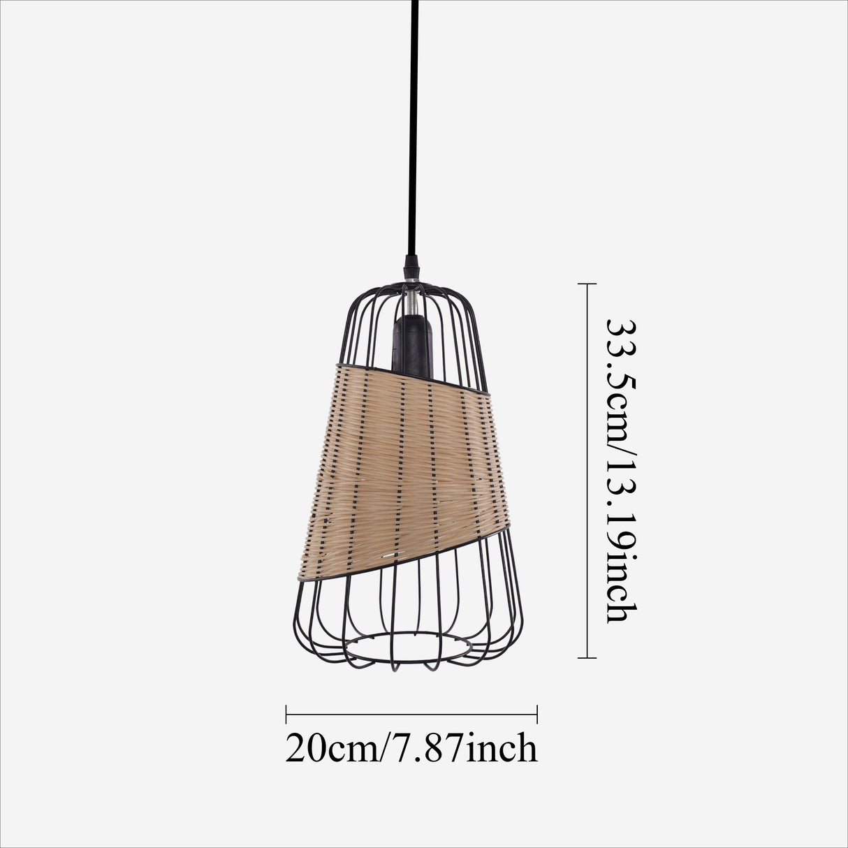 Rustic Iron Woven Rattan Pendant Light for Dining Room, Reading Corner & Bedroom