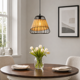 Rustic Iron Woven Rattan Pendant Light for Dining Room, Reading Corner & Bedroom