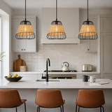 Rustic Iron Woven Rattan Pendant Light for Dining Room, Reading Corner & Bedroom