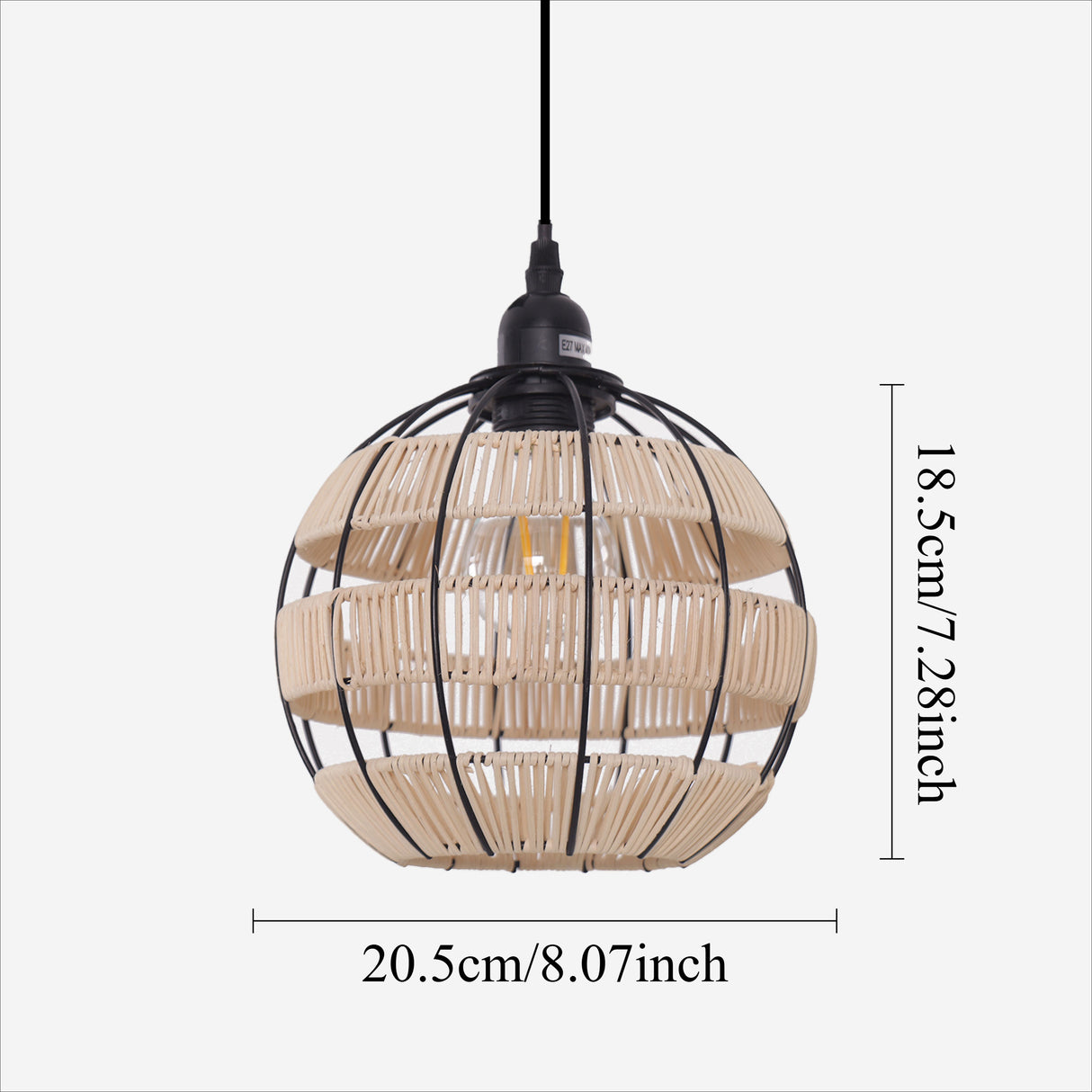 Rustic Iron Woven Rattan Pendant Light for Dining Room, Reading Corner & Bedroom