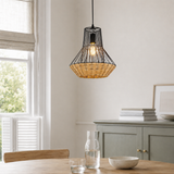 Rustic Iron Woven Rattan Pendant Light for Dining Room, Reading Corner & Bedroom