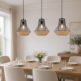 Rustic Iron Woven Rattan Pendant Light for Dining Room, Reading Corner & Bedroom