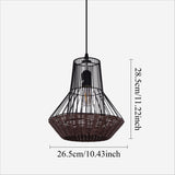 Rustic Iron Woven Rattan Pendant Light for Dining Room, Reading Corner & Bedroom