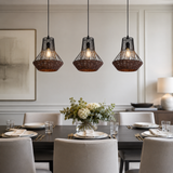 Rustic Iron Woven Rattan Pendant Light for Dining Room, Reading Corner & Bedroom