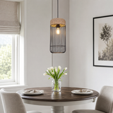 Rustic Iron Woven Rattan Pendant Light for Dining Room, Reading Corner & Bedroom