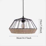 Rustic Iron Woven Rattan Pendant Light for Dining Room, Reading Corner & Bedroom