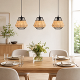 Rustic Iron Woven Rattan Pendant Light for Dining Room, Reading Corner & Bedroom