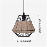 Rustic Iron Woven Rattan Pendant Light for Dining Room, Reading Corner & Bedroom