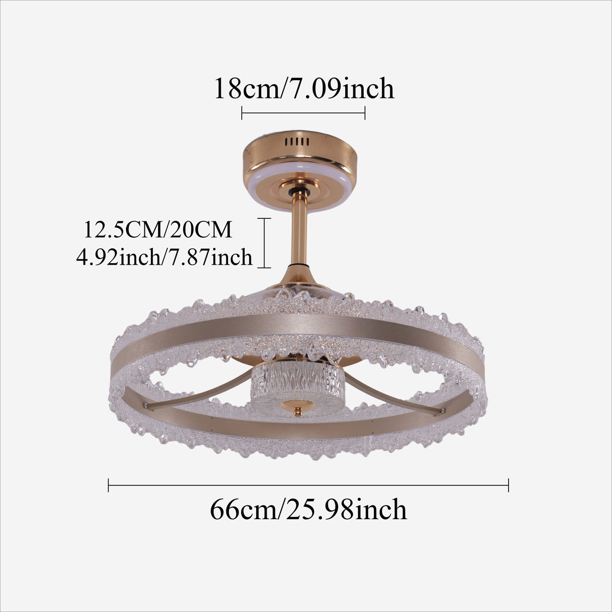 Modern Gold Halo Ceiling Fan Light with Remote, 6 Speeds & 3 Colour Temperatures