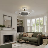 48 inch reversible ceiling fan with LED light in a neutral lounge setting