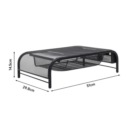 Metal Mesh Monitor Stand Riser with Drawer Living and Home