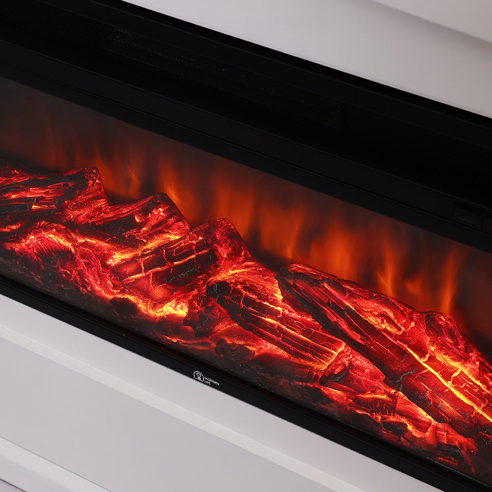 48 Inch Freestanding Electric Fireplace Suite with Wooden Mantel