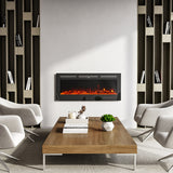 60 Inch Wall-Mounted Electric Fireplace with LED Flame Effects & Remote Control