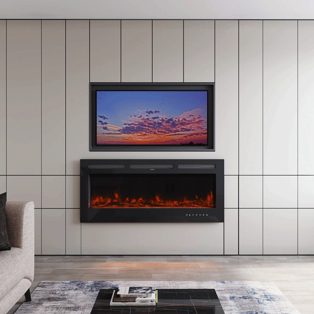 Modern LED Wall Mounted Recessed Electric Fireplace
