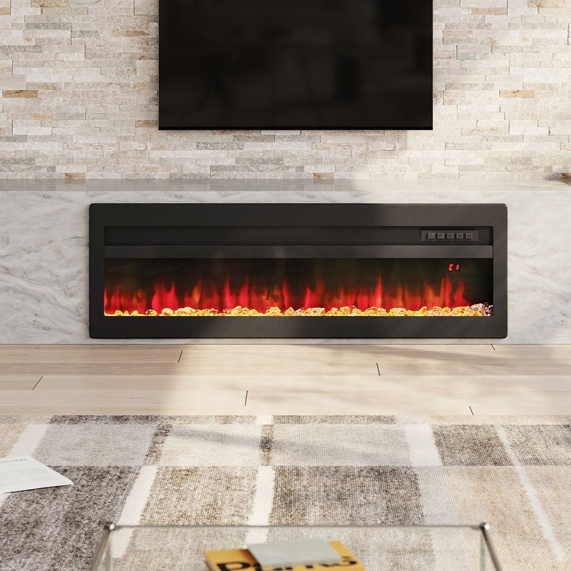 Livingroom Linear Wall Mounted Electric Fireplace LED Flames