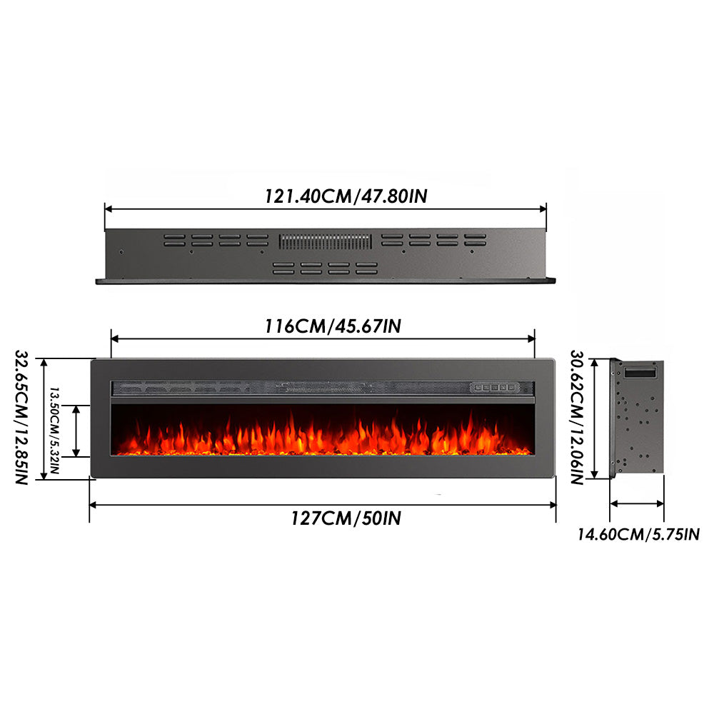 Livingroom Linear Wall Mounted Electric Fireplace with LED Flames
