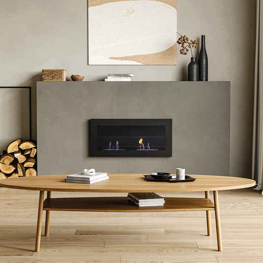 Stainless Steel Wall-Mounted Bio Ethanol Under TV Fireplace