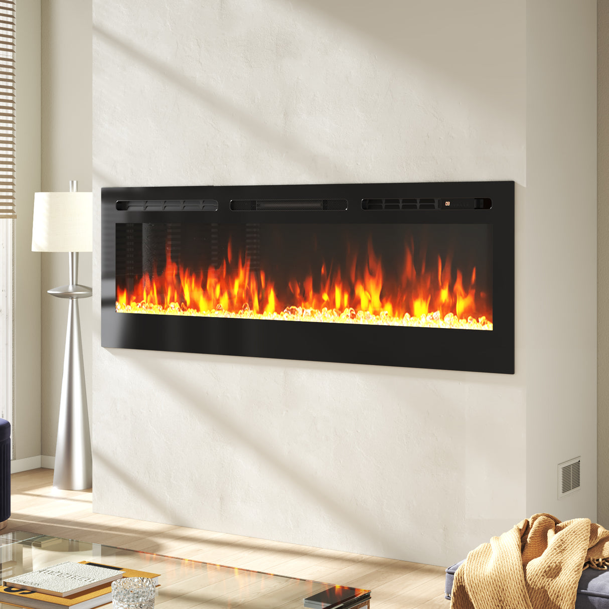 2000w Media Wall Fireplace with Realistic LED Flames