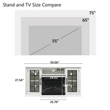 3-Sided Fireplace TV Stand Wood With Glass Door Storage