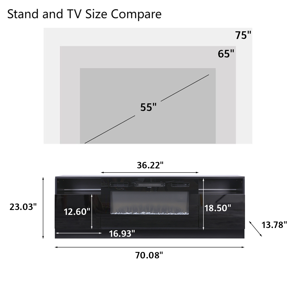 Modern Large TV Unit with Fireplace and Storage