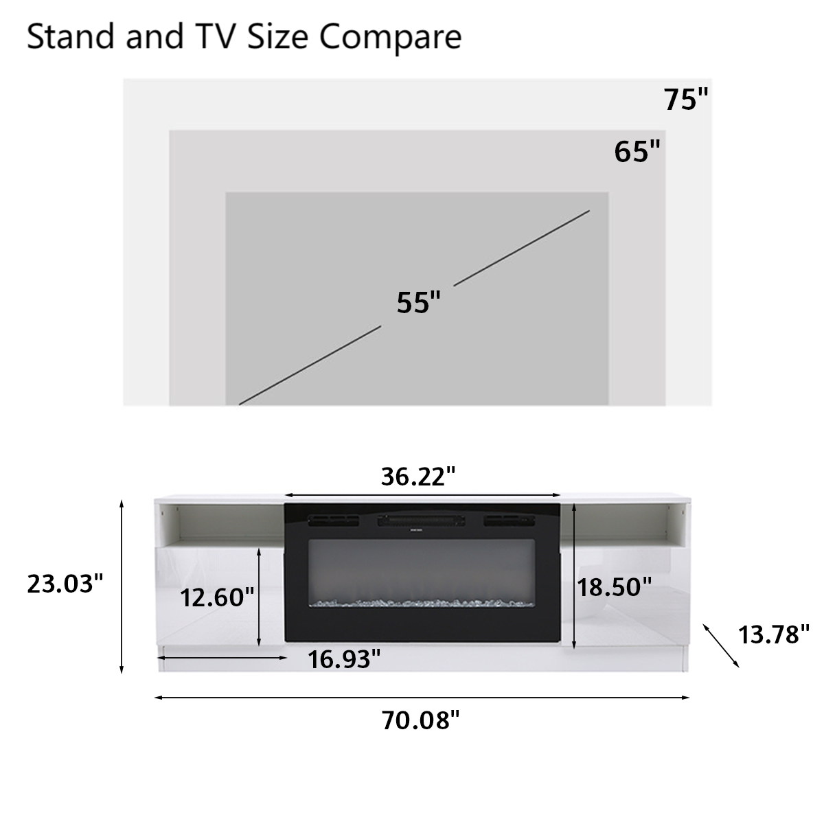 Modern Large TV Unit with Fireplace and Storage