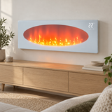 Smart WiFi-Connected White Electric Fireplace with Remote