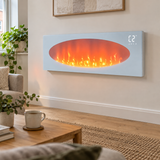 Smart WiFi-Connected White Electric Fireplace with Remote
