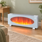 Smart WiFi-Connected White Electric Fireplace with Remote