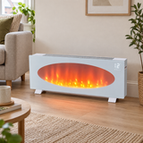 Smart WiFi-Connected White Electric Fireplace with Remote