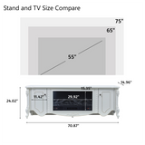 Exquisite Resin Carving White Mantel TV Stand with Fireplace Cabinet