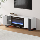 Modern Wooden TV Unit with Fireplace Electric and Storage