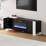 Modern Wooden TV Unit with Fireplace Electric and Storage