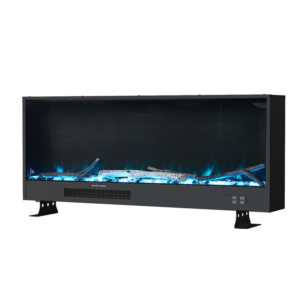 117.5cm/147cm Electric Fireplace with WiFi, LED Display, Resin Logs & Crystal Stones, Heating Function