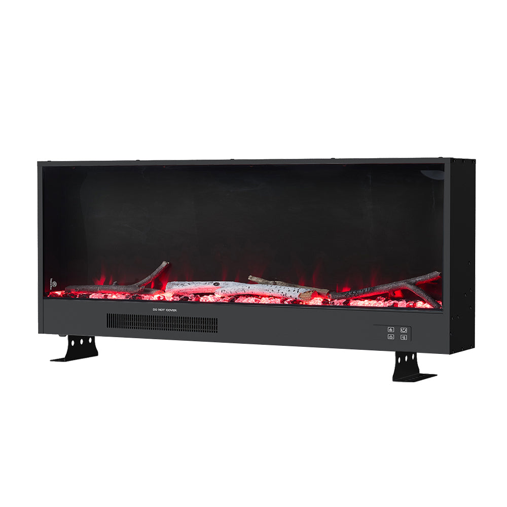 117.5cm/147cm Electric Fireplace with WiFi, LED Display, Resin Logs & Crystal Stones, Heating Function