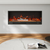 117.5cm/147cm Electric Fireplace with WiFi, LED Display, Resin Logs & Crystal Stones, Heating Function