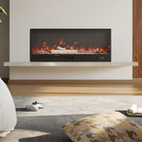 117.5cm/147cm Electric Fireplace with WiFi, LED Display, Resin Logs & Crystal Stones, Heating Function
