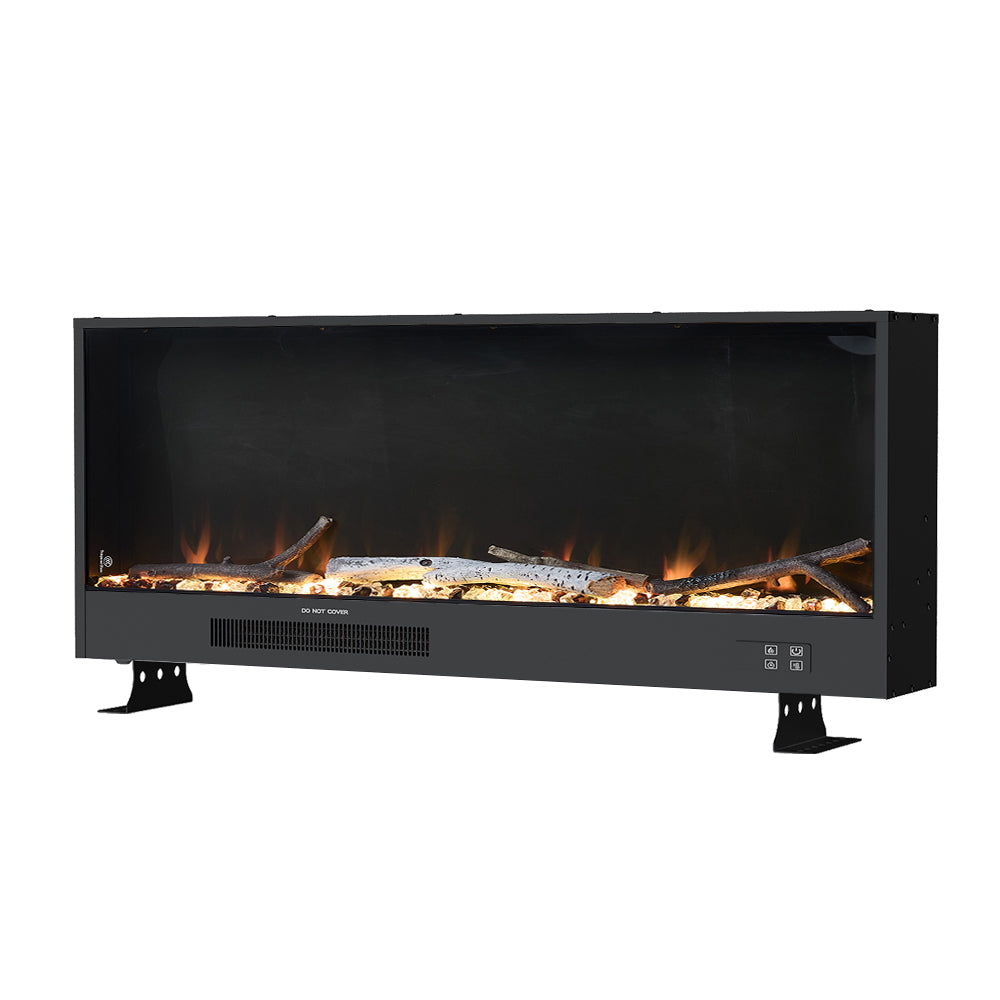 117.5cm/147cm Electric Fireplace with WiFi, LED Display, Resin Logs & Crystal Stones, Heating Function