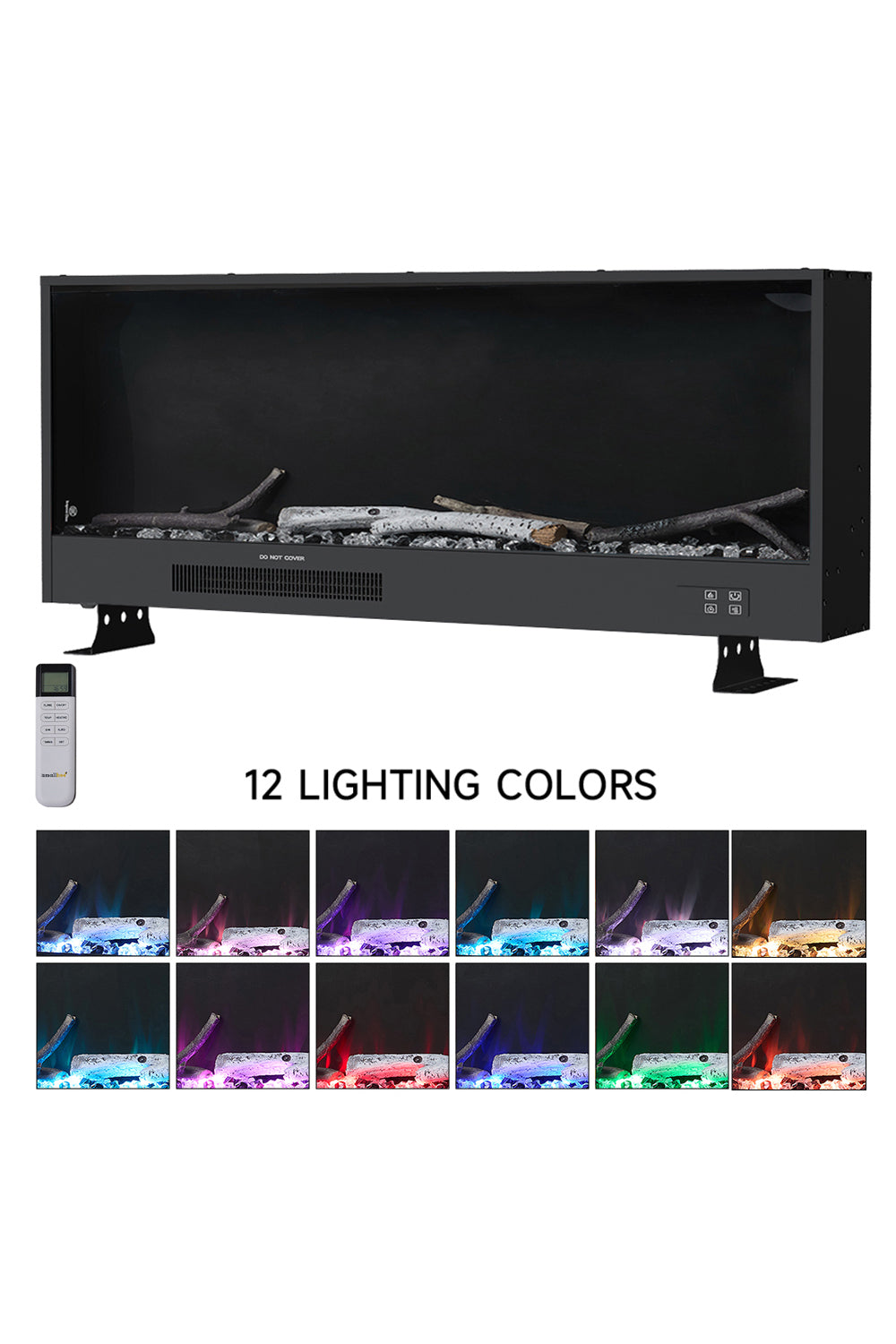 117.5cm/147cm Electric Fireplace with WiFi, LED Display, Resin Logs & Crystal Stones, Heating Function