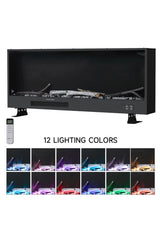 117.5cm/147cm Electric Fireplace with WiFi, LED Display, Resin Logs & Crystal Stones, Heating Function