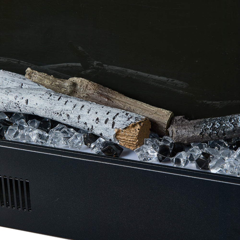 117.5cm/147cm Electric Fireplace with WiFi, LED Display, Resin Logs & Crystal Stones, Heating Function